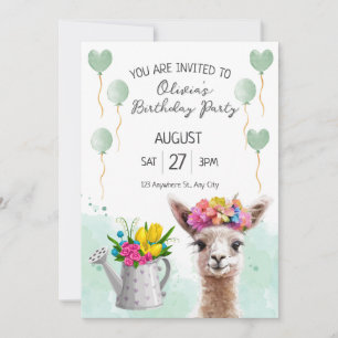 Invitación Nacimiento de la llama de la Alpaca Kid Invitaci