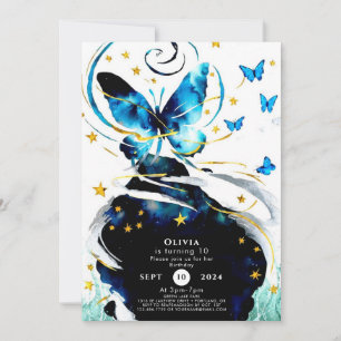 Invitación Nacimiento de la mariposa Blue Pastel