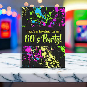 Invitación Nacimiento de la pintura retro neón Fiesta de los