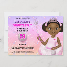 Invitación Nacimiento de la princesa de hadas afroamericana
