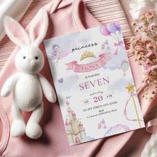 Invitación Nacimiento de la princesa Fairytale de oro rosado