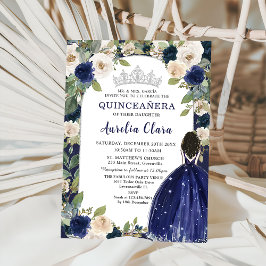 Invitación Nacimiento de la Princesa Floral Azul de la Marina