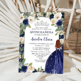 Invitación Nacimiento de la Princesa Floral Azul de la Marina