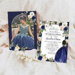 Invitación Nacimiento de la Princesa Floral Azul de la Marina