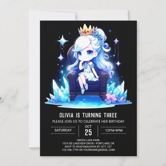 Invitación Nacimiento de la Princesa Majestic para los Niños (Anverso)