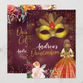 Invitación Nacimiento de la princesa mexicana de oro y rojo Q