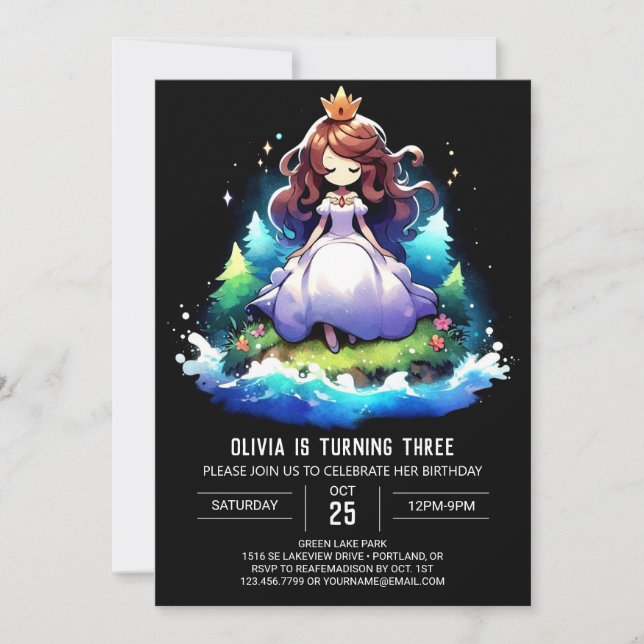 Invitación Nacimiento de la Princesa Personalizado Magnética (Anverso)