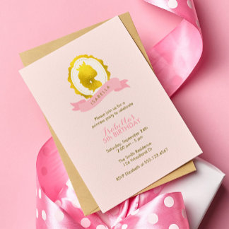 Invitación Nacimiento de la princesa rosa Cameo Chica