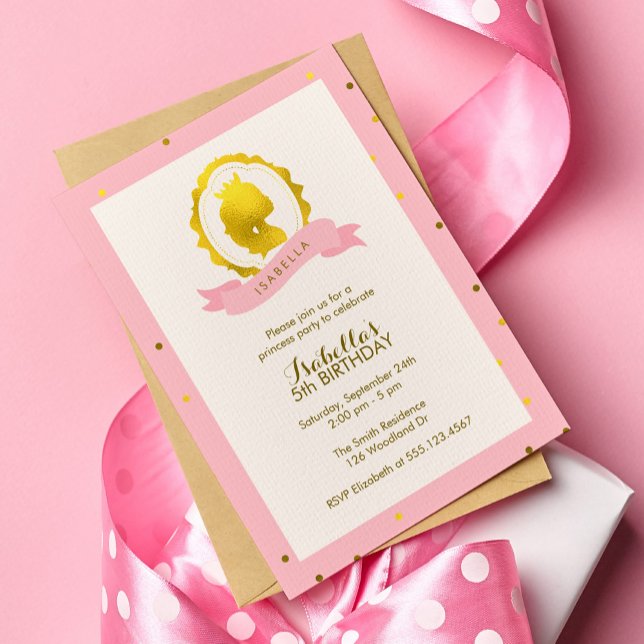 Invitación Nacimiento de la princesa rosa Cameo Chica (Subido por el creador)
