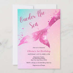 Invitación Nacimiento de la sirena marina niña