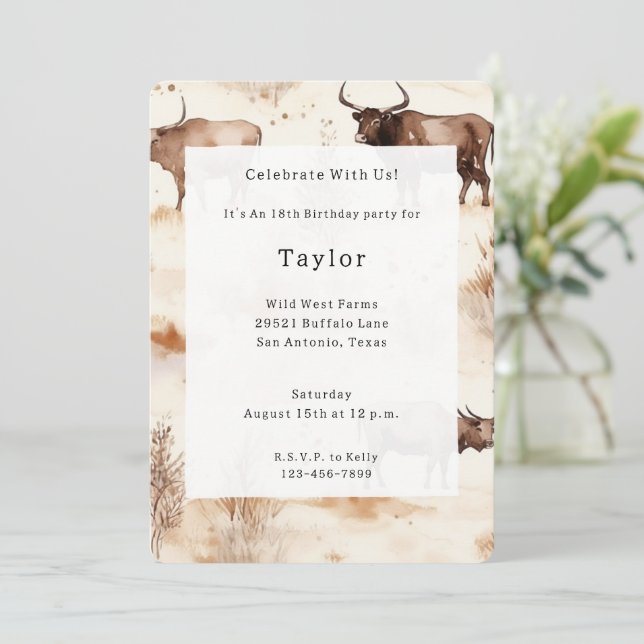 Invitación Nacimiento de la vaca de la granja occidental en l (Anverso de pie)