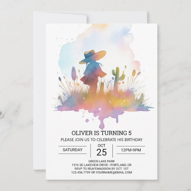 Invitación Nacimiento de la vida en el campo de Cowboy (Anverso)