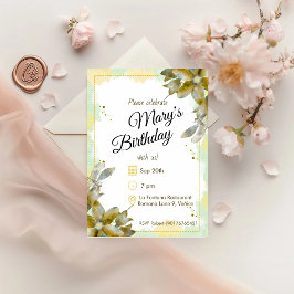 Invitación Nacimiento de las flores de color amarillo
