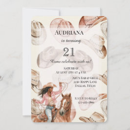 Invitación Nacimiento de las Gorras de Cowgirl de Black Brown