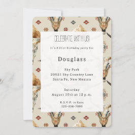 Invitación Nacimiento de las plumas nativas tribales de crema