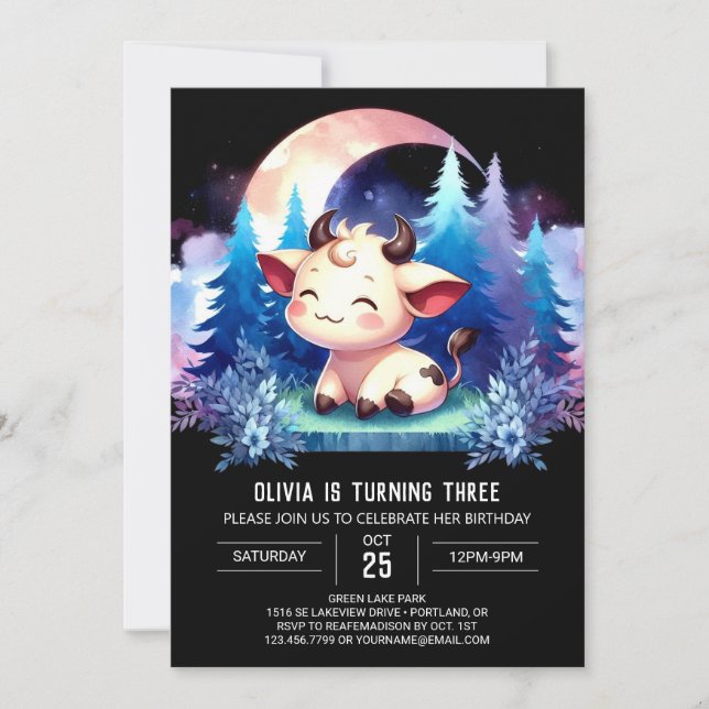 Invitación Nacimiento de las vacas de los niños granjeros (Anverso)