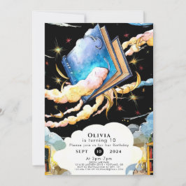 Invitación Nacimiento de libro de cuentos de la biblioteca má