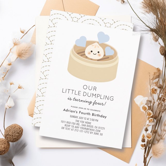 Invitación Nacimiento de Little Dumpling Blue Boy (Subido por el creador)