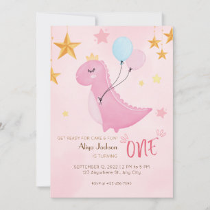 Invitación Nacimiento de Little Pink Dino