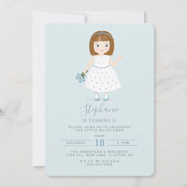 Invitación Nacimiento de Little Wildflower (Anverso)