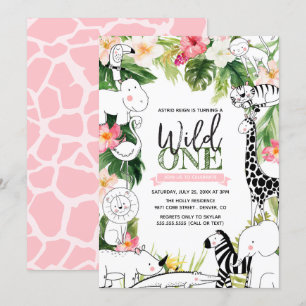 Invitación Nacimiento de los Chicas de animales salvajes de S