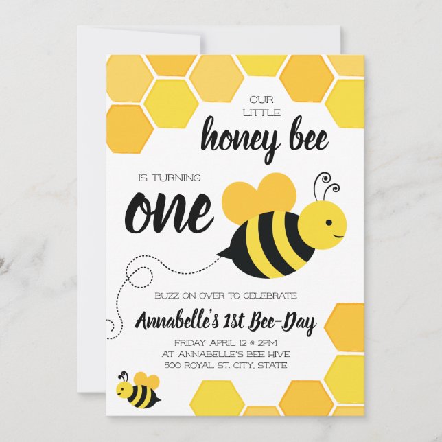 Invitación Nacimiento de los Chicas de Honey Bee (Anverso)