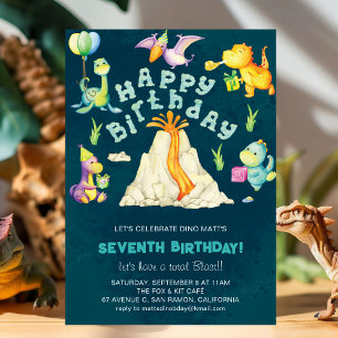 Invitación Nacimiento de los dinosaurios volcánicos coloridos