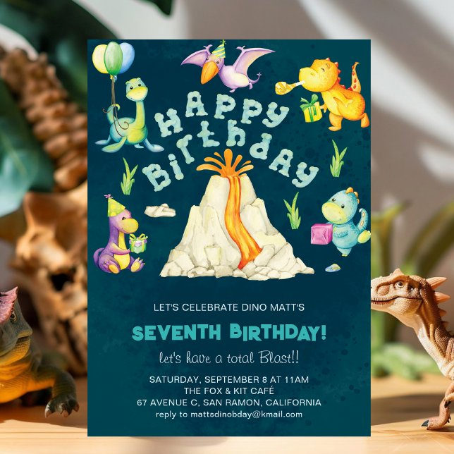 Invitación Nacimiento de los dinosaurios volcánicos coloridos (Subido por el creador)