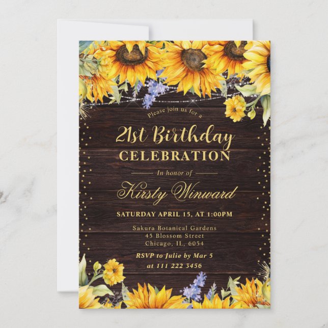 Invitación Nacimiento de los girasoles acuáticos rusos (Anverso)