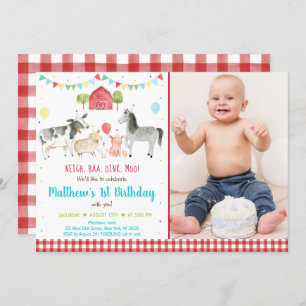 Invitación Nacimiento de los globos de los animales de granja