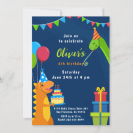 Invitación Nacimiento de los niños con dinosaurios bebés
