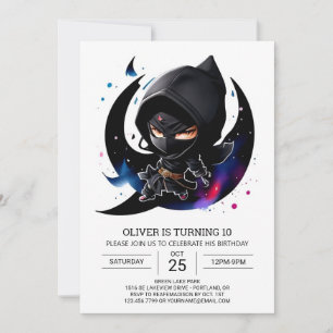 Invitación Nacimiento de los niños con espadas Ninja