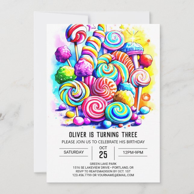 Invitación Nacimiento de los niños de Candyland modernos (Anverso)