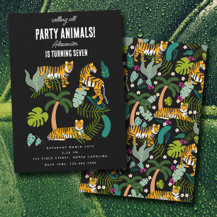 Invitación Nacimiento de los niños del Safari de la Selva Neg