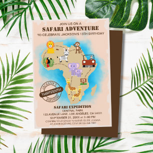 Invitación Nacimiento de los niños en el mapa de la selva ani
