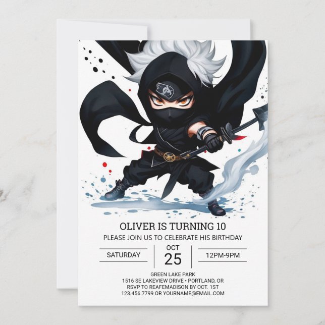 Invitación Nacimiento de los niños en Ninja de entrenamiento  (Anverso)