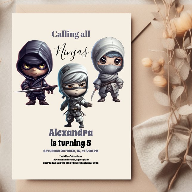 Invitación Nacimiento de los niños guerreros de Ninja (Subido por el creador)