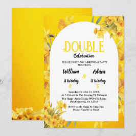 Invitación Nacimiento de marzo Doble celebración de Daffodil 