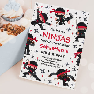 Invitación Nacimiento de Ninja Karate Partido del Cumpleaños 