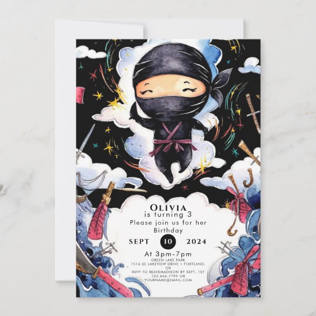 Invitación Nacimiento de Ninja, Personalizado mágico (Anverso)
