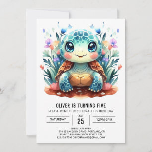 Invitación Nacimiento de niño de la tortuga infantil de Bohem