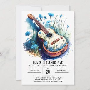 Invitación Nacimiento de niño guitarra acústica personalizabl