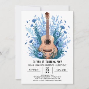 Invitación Nacimiento de niño guitarra de músico Wildflowers
