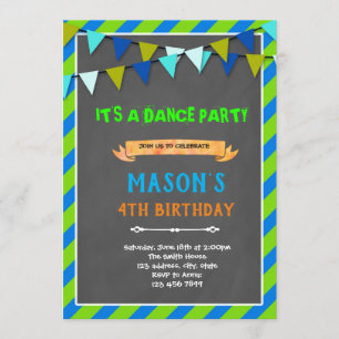 Invitación Nacimiento de niño verde limón y marino