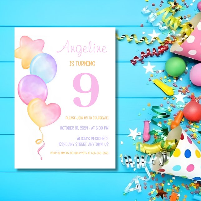 Invitación Nacimiento de niños con globos de colores estrella (Subido por el creador)