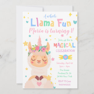 Invitación Nacimiento de niños de Fiesta mágico de Llama Unic