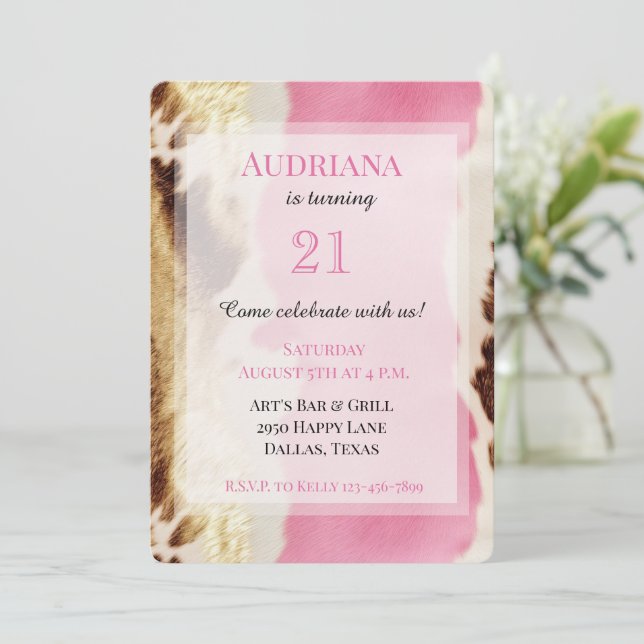 Invitación Nacimiento de Piel de vaca de Cowgirl de crema de  (Anverso de pie)