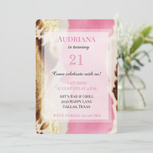 Invitación Nacimiento de Piel de vaca de Cowgirl de crema de 