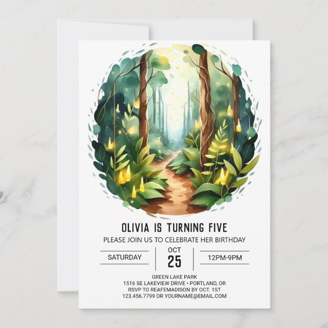 Invitación Nacimiento de Pine Forest Woodland (Anverso)