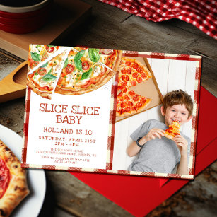 Invitación Nacimiento de Pizza de Bebé de Slice Moderno